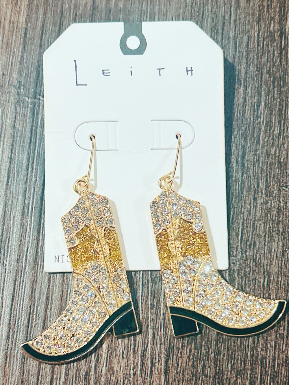 Leith Gold Cowboy Boot Drop Dangle Earrings